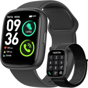Relogio Smartwatch Masculino e Feminino,Tela HD de 1,8" Relógio Smartwatch com Alexa, 100 Esportes,Frequência Cardíaca e Monitoramento do Sono,IP68 à rova d'água,Compatível com Android iOS,2 Pulseiras